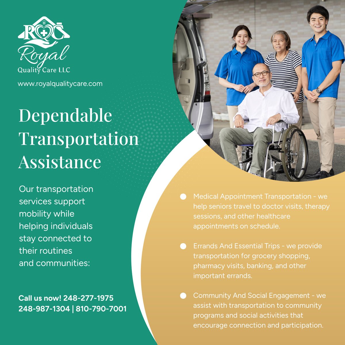 _royalquality's tweet photo. Reliable transportation can help seniors stay connected to important activities and appointments. ❤️💙🏡 Dependable travel services encourage independence and routine. Comfortable transportation helps make daily schedules easier to manage. 🏡 

#AllServingMichigan #HomeHealthCare https://t.co/mfrWrxU5dJ