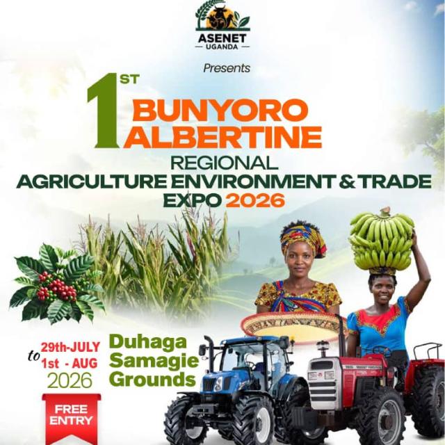 AndeniPatrick's tweet photo. @Carlcareug Sustainable growth begins with connecting our community. 🌍🌱 Celebrate our rich agricultural heritage and explore environmentally sound trading practices at the 1st Bunyoro Albertine Expo 2026, organized by ASENET Uganda. Join us at Duhaga Samagie Grounds, July 29th – August 1st https://t.co/Cqj0RQaXkK