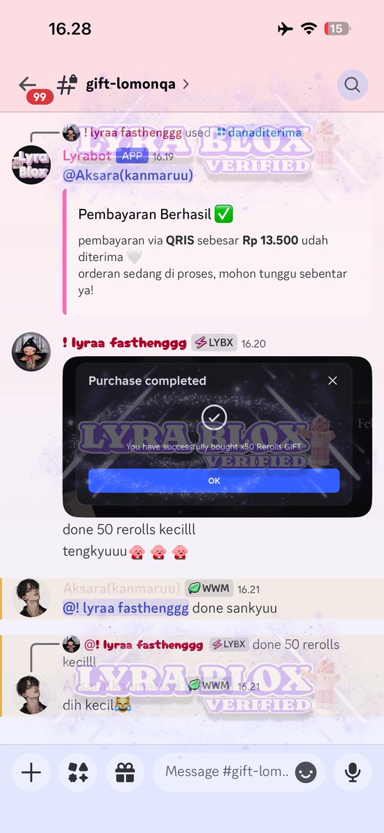 LyraBlox's tweet photo. new testi gift rerolls gakuran
++ gift 1000 rerolls — 270.000
++ gift 600 rerolls — 162.000
++ gift 50 rerolls — 13.500

#lyrastoreidproofs https://t.co/RnW7wp8n8F