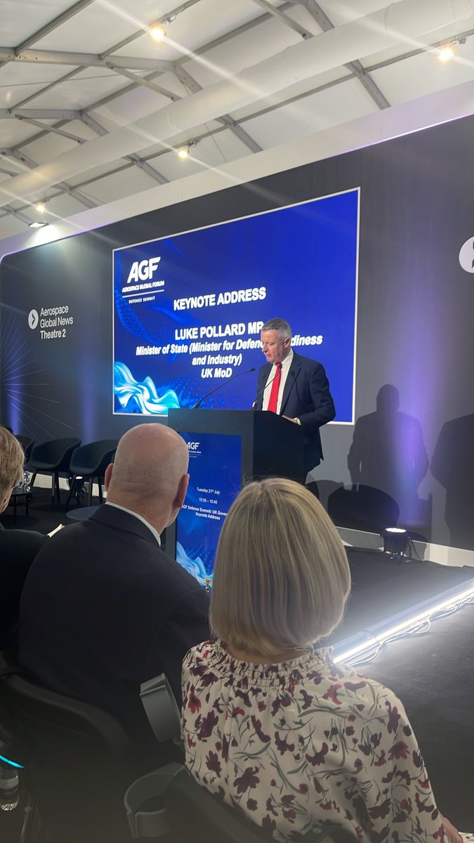 haynesdeborah's tweet photo. Luke Pollard - an experienced and respected defence minister, though not yet confirmed to be staying in post - is giving a speech at the Farnborough Air Show. He starts with a joke about how he is waiting for news on the job front: “I’ve left my phone on loud at the back of the room so if the PM rings you will be able to hear it”