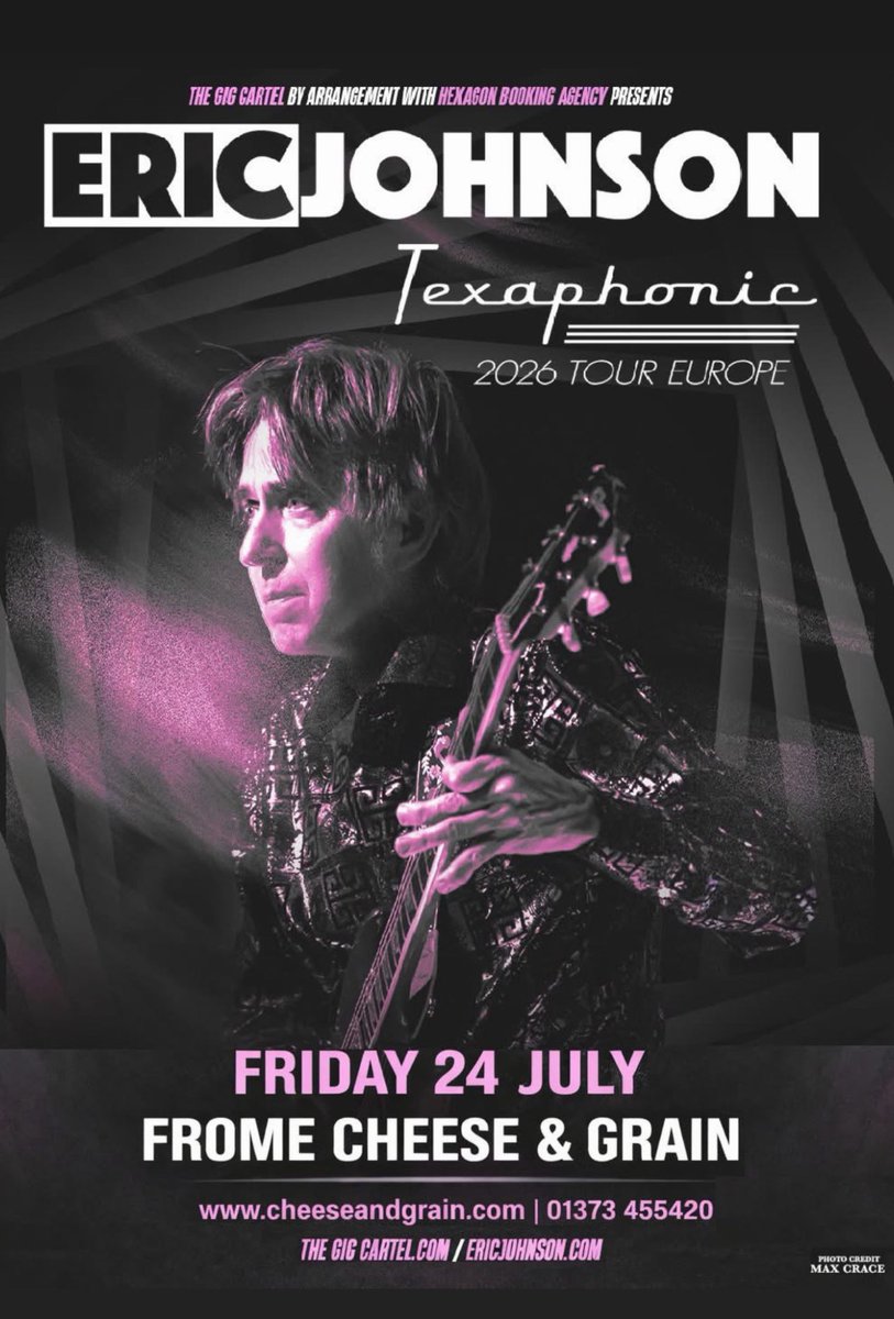 EJUpClose's tweet photo. Attention Frome, United Kingdom! Get ready for Eric Johnson as he brings his Texaphonic tour to Cheese &amp; Grain this Friday. Get tickets at https://t.co/1PjrflIyIR, visit https://t.co/TAAHm4ZhLH or the link in bio. https://t.co/EPrC5IWsyS