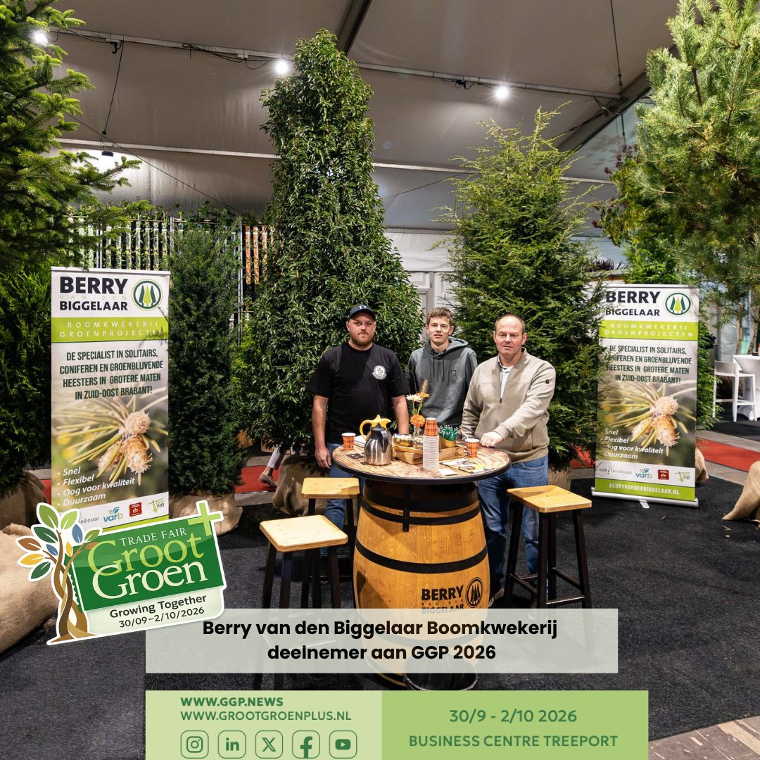 grootgroenplus's tweet photo. 🌲 Berry van den Biggelaar is aanwezig op GrootGroenPlus! Specialist in coniferen en groenblijvende heesters in grotere maten.
🌐 https://t.co/5zc973K3Ae
📢 Ook exposeren? Meld u snel aan!
#GrootGroenPlus #GrowingTogether #ggp26 #BerryVanDenBiggelaar https://t.co/Xl9e2AQWiS
