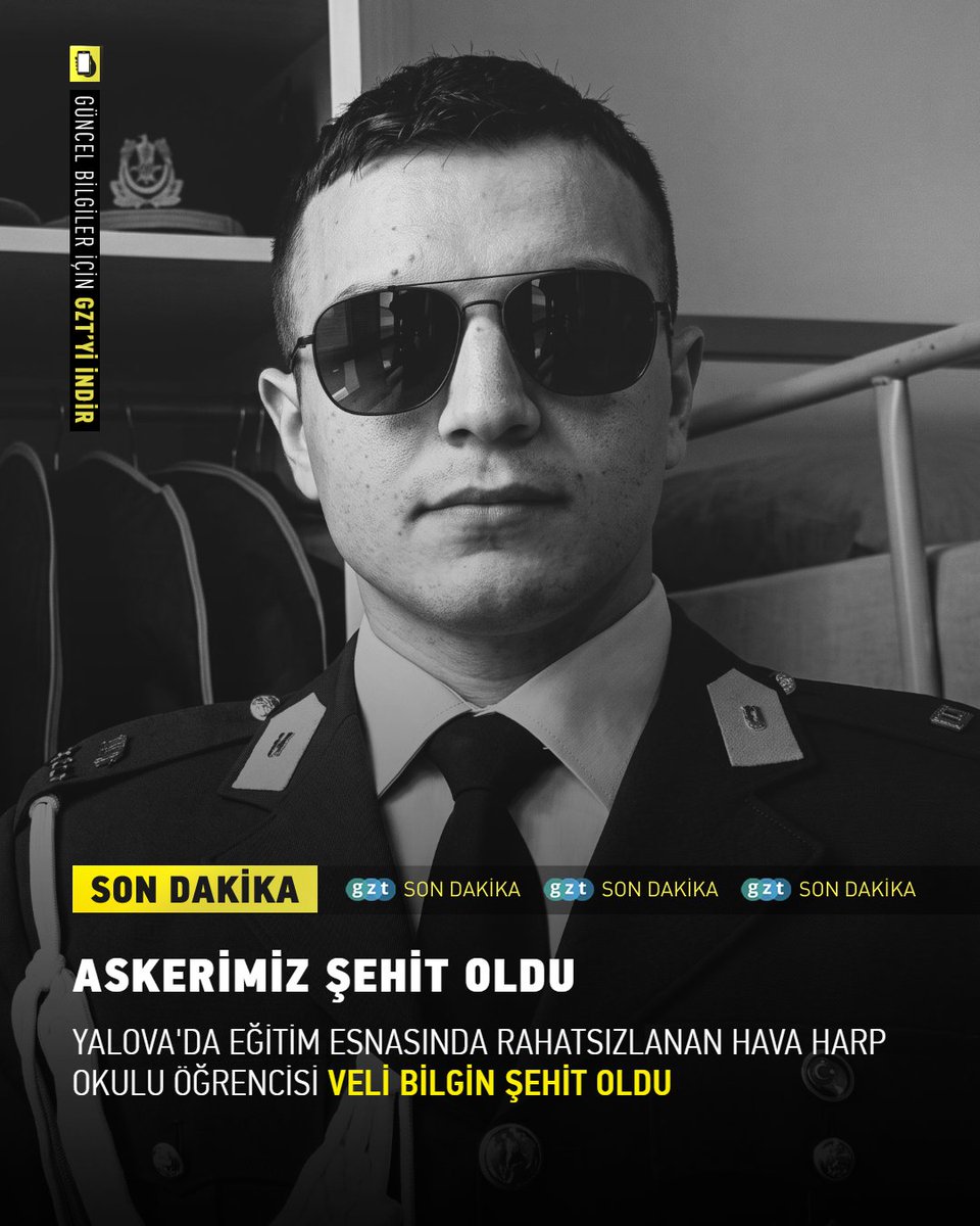 gztcom's tweet photo. 🔴 SON DAKİKA | Eğitim esnasında rahatsızlanan Hava Harp Okulu öğrencisi Veli Bilgin şehit oldu

📌 Milli Savunma Üniversitesi, Yalova 18'inci Ana Üs Komutanlığında düzenlenen Tatbiki Eğitim Kampı sırasında rahatsızlanan Hava Harp Okulu 1'inci sınıf öğrencisi Veli Bilgin'in kaldırıldığı hastanede hayatını kaybettiğini açıkladı

Şehidimize Allah’tan rahmet, acılı ailesine ve milletimize sabır diliyoruz 🇹🇷

🇹🇷 Başımız sağ olsun