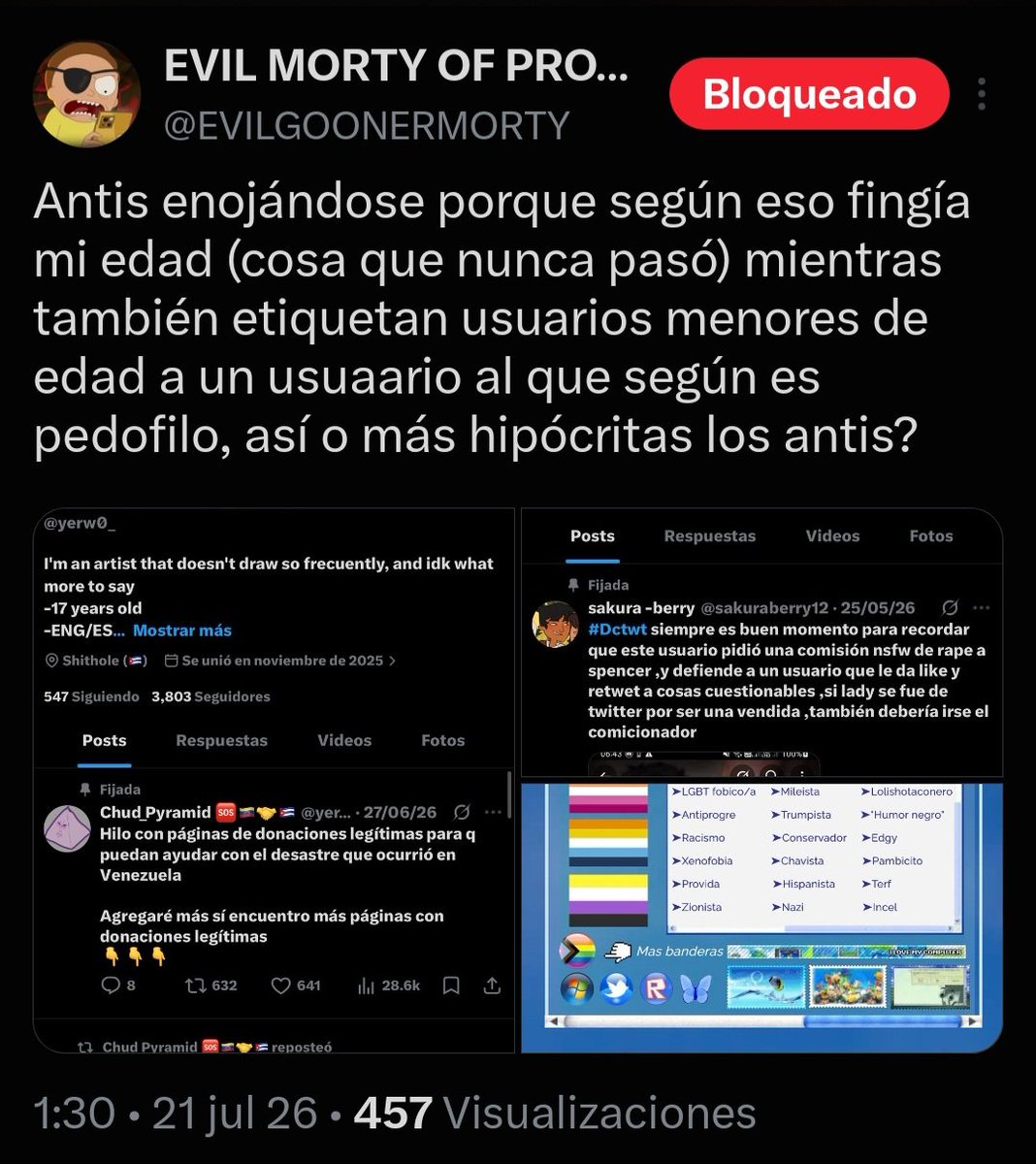 Ph4nt0m3nby's tweet photo. ⚠️ AVISO IMPORTANTE ⚠️

‼️ TENGAN CUIDADO CON ESTA PERSONA ‼️

Me metió en una discusión QUE NADA tenía que ver poniendo mi straw Y ACUSANDOME DE ""SUPUESTO PEDOFILO"" DE GRATIS, tambien le dijo violín a une mutual por la cara, tengan cuidado y bloqueen si es posible https://t.co/LcCFToGEc0