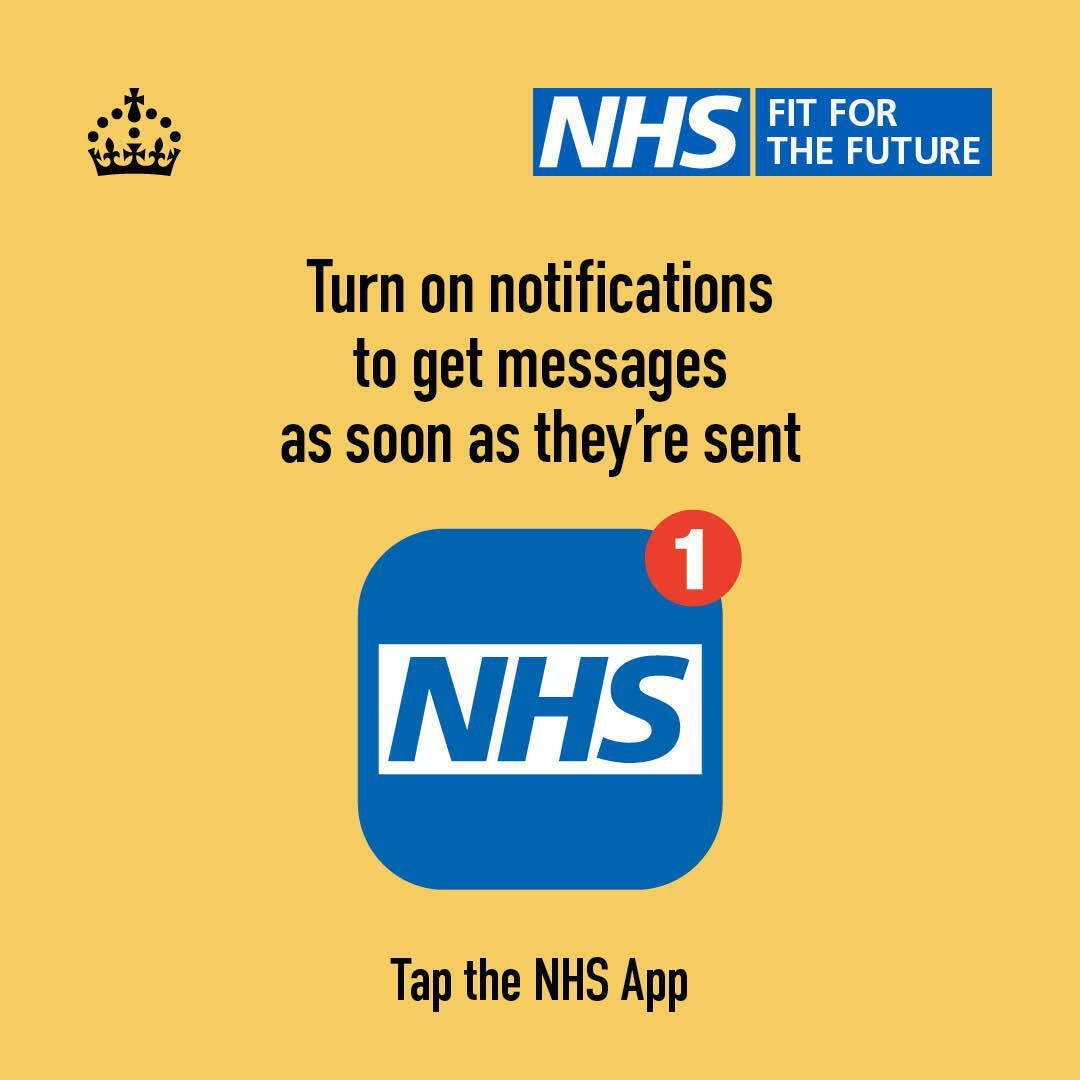 BandCHPCN's tweet photo. Turn on notifications to get messages, appointments and reminders as soon as they’re sent.                                
 
You can do more with the NHS App than you realise. Discover what else you can do today.
 
📱Tap the NHS App https://t.co/7OoD39LpW6