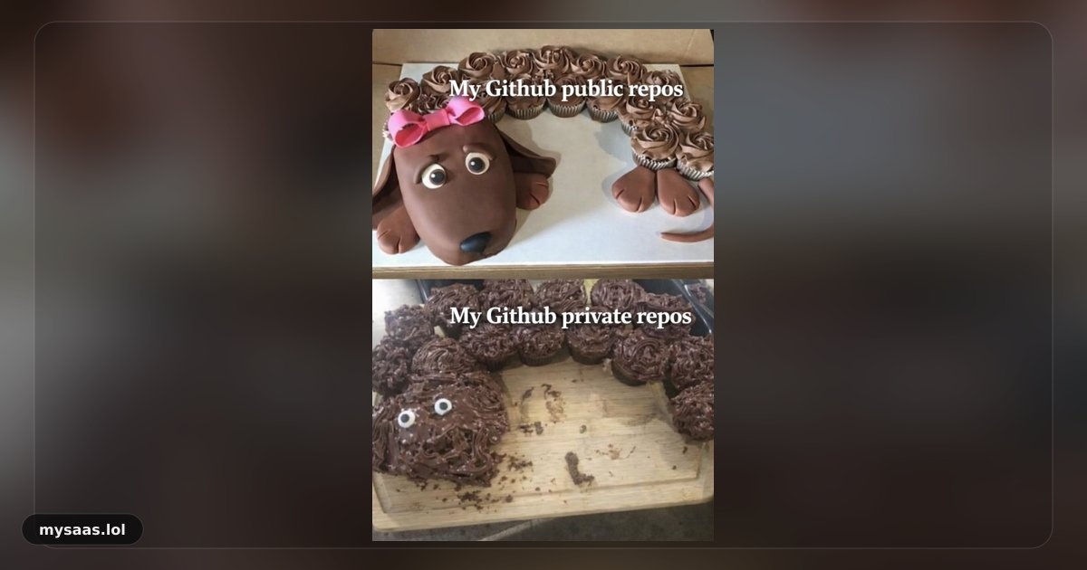 MySaaSLol's tweet photo. Github public vs private repos
https://t.co/37XSsks3XS
#Code #BuildInPublic #ProgrammerLife #Reality #Meme https://t.co/MXHxUA07d3