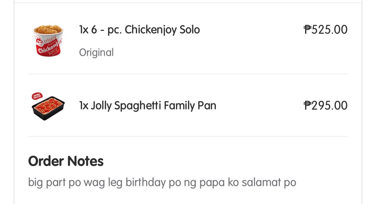 luvzaf1na's tweet photo. birthday ni papa tapos sabi ko big part sa chicken HAHSHAHQHAHAAH ILY @Jollibee THE BEST 🥹🤍 https://t.co/cCXEAIzDqo