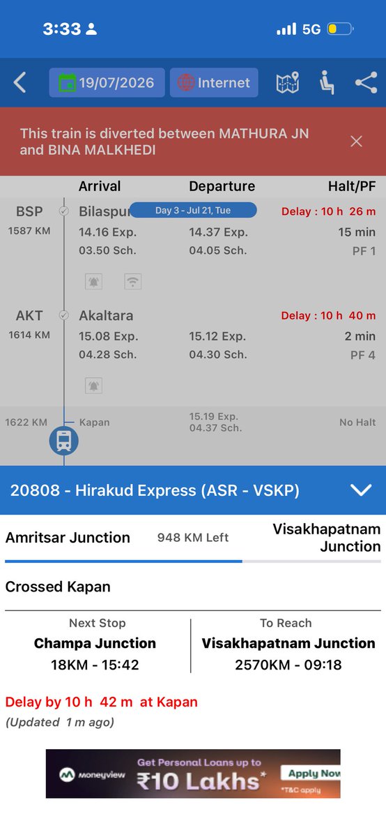 Sundaram713's tweet photo. I have to Reach INS Chilka For my Joining and you are Delaying this train for than 11 hour. if i could not reach on time how can i join…😡🤯
@RailMinIndia @AshwiniVaishnaw @Central_Railway @EasternRailway @IRCTCofficial @DRMBilaspur https://t.co/ROEAudFI5d