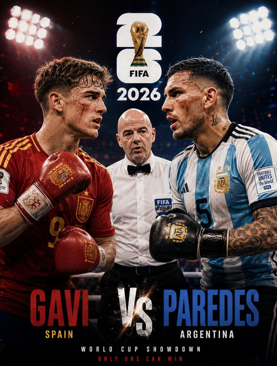 syedcric's tweet photo. Football wasn't enough... now we demand it in the ring. Gavi vs Leandro Paredes. Make it happen. #FIFAWorldCup2026 https://t.co/hq4Qwpe0qu