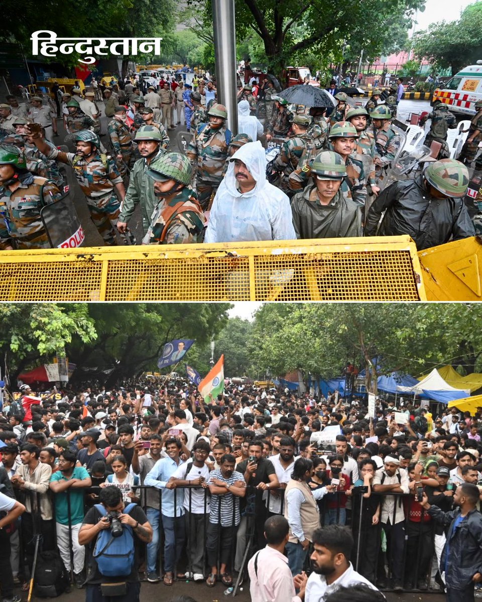 Live_Hindustan's tweet photo. जंतर मंतर पर संसद मार्च के दौरान हुई झड़पों के एक दिन बाद भी Cockroach Janta Party (CJP) के संस्थापक अभिजीत दिपके अपने समर्थकों के साथ धरने पर बैठे रहे। प्रदर्शन स्थल पर समर्थकों की मौजूदगी बनी रही। प्रदर्शनकारियों ने अपनी प्रमुख मांगों पर कार्रवाई की मांग दोहराई और आंदोलन जारी रखने की बात कही। देखें तस्वीरें....

Photo by Sanchit Khanna/Hindustan Times

#Delhi #NewDelhi #JantarMantar #Protest #BreakingNews