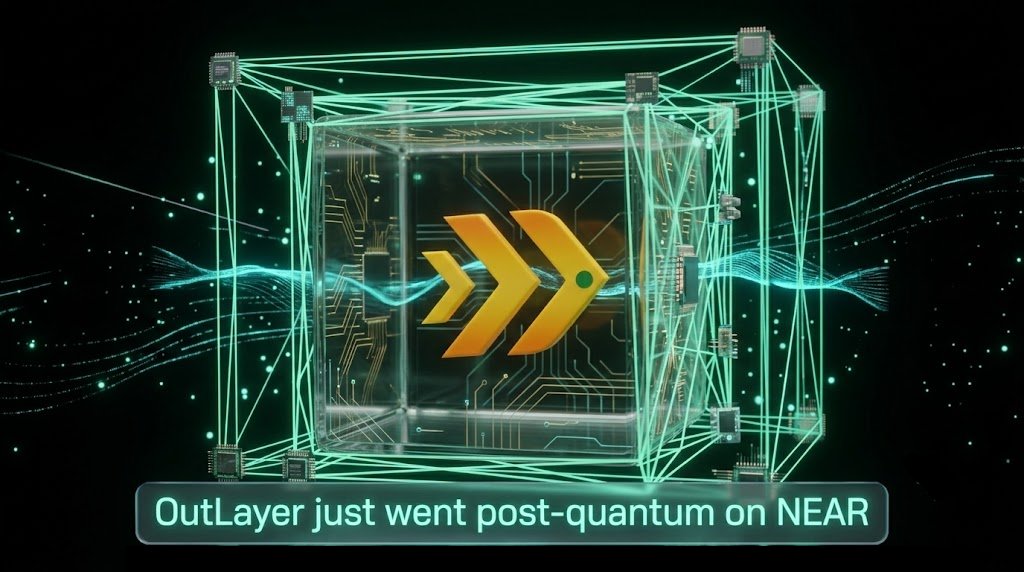 zacodil's tweet photo. OutLayer just went post-quantum on NEAR mainnet

Our workers already run your code inside hardware nobody can open, not even us. Now the results they deliver on-chain are sealed too: the signing key is born inside the same Intel TDX enclave, proven by the hardware itself, and signs with ML-DSA-65 - the NIST post-quantum standard NEAR just shipped.

Nothing to peek at. Nothing to steal. Nothing to forge.

From enclave to chain — no weak link 🛡️