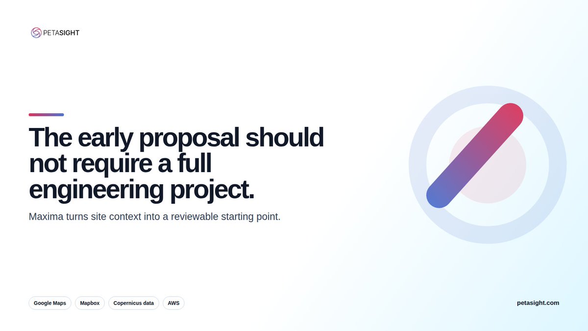 PetaSight's tweet photo. Our Maxima product starts with a site boundary, builds a visual layout around practical constraints, and carries the context toward materials and a quote. Experts still own final engineering review. https://t.co/N4ZzKmMkYW