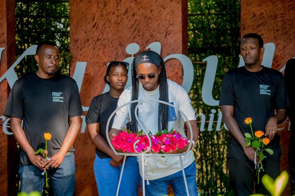 RamjaaneJoshua's tweet photo. Yesterday, I led the Ramjaane Joshua Foundation on a visit to the Kigali Genocide Memorial, where we honored the victims of the 1994 Genocide against the Tutsi through a wreath-laying ceremony.

Our history defines our identity as Rwandans. 🕊️🇷🇼 #Kwibuka32 https://t.co/qvC2rQ47Ka
