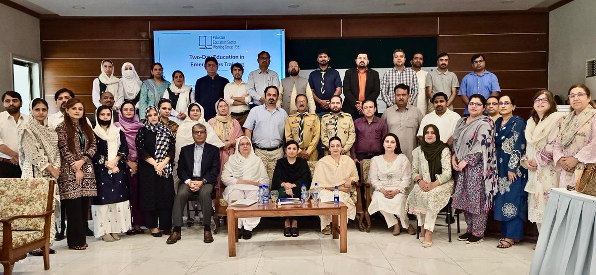 ndmapk's tweet photo. The Gender and Community Cell (GCC), National Disaster Management Authority (NDMA), in collaboration with the Education Sector Working Group (ESWG), successfully contributed to a two-day Education in Emergencies (EiE) Preparedness, Coordination and Response training. https://t.co/vCF3npu2VH