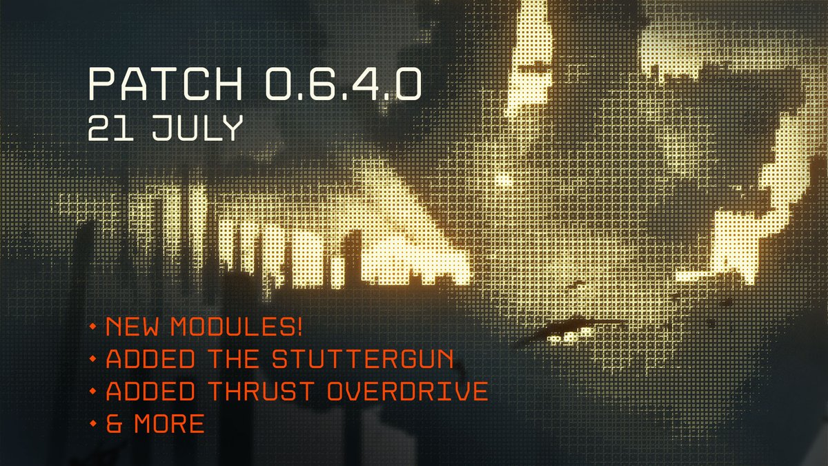 EVE_Frontier's tweet photo. Patch notes for 0.6.4.0 are live! Today's patch introduces a new weapon type - the Stuttergun - as well as a new Thrust Overdrive module, improvements to the Needle laser, and a host of defect fixes.

Read the patch notes here: https://t.co/9rA2Uwsf0k

Want to hear more about today's patch notes? Check out our Friday stream with FC Goodfella, FC Bowman and FC Jötunn to learn more: https://t.co/Eokxu0lbrj