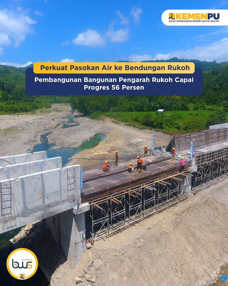pu_sda_sum1's tweet photo. Progres terus bergerak! 💪
Pembangunan Bangunan Pengarah Rukoh di Kecamatan Tiro, Kabupaten Pidie kini telah mencapai 56%. Infrastruktur ini memanfaatkan aliran Krueng Inong untuk menyuplai air menuju Bendungan Rukoh, sehingga mendukung optimalisasi https://t.co/TUgOGLqCwi