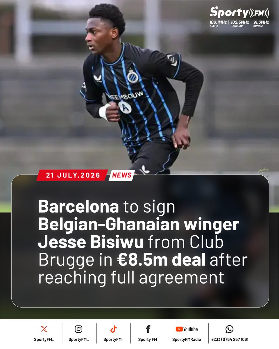 SportyFM_'s tweet photo. Jesse Bisiwu is regarded as one of Belgium's brightest young prospects, but the highly rated winger also has Ghanaian roots.

#SportyFM https://t.co/jansClCXI5
