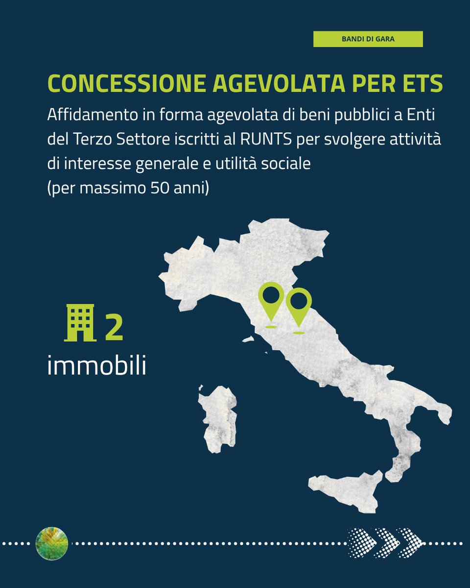 agenziademanio's tweet photo. 🏛️ Pubblicati i nuovi bandi dell'Agenzia del Demanio per affidare 20 immobili dello Stato a imprese ed Enti del Terzo Settore. Concessioni di valorizzazione, #TemporaryUse e concessioni agevolate per promuovere recupero e riuso del #PatrimonioPubblico. 🔗 https://t.co/KCkflPqxAJ https://t.co/4f5FaHsLvc