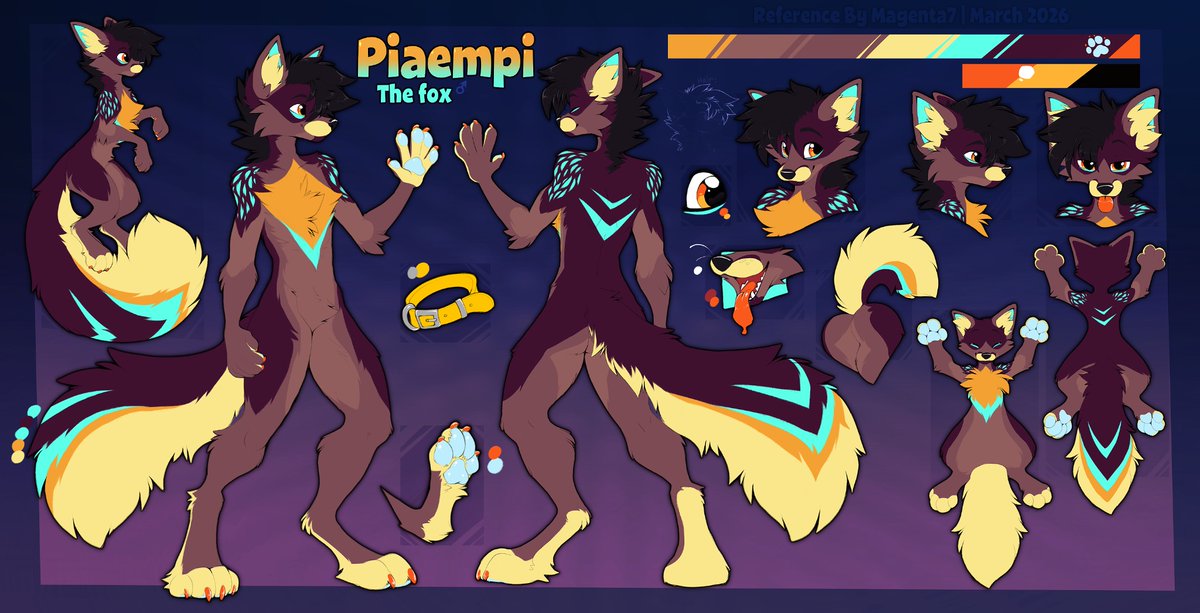 magenta7fox's tweet photo. Reference sheet for Piaempi #furryart #reference ~ https://t.co/k6EDJAF67z