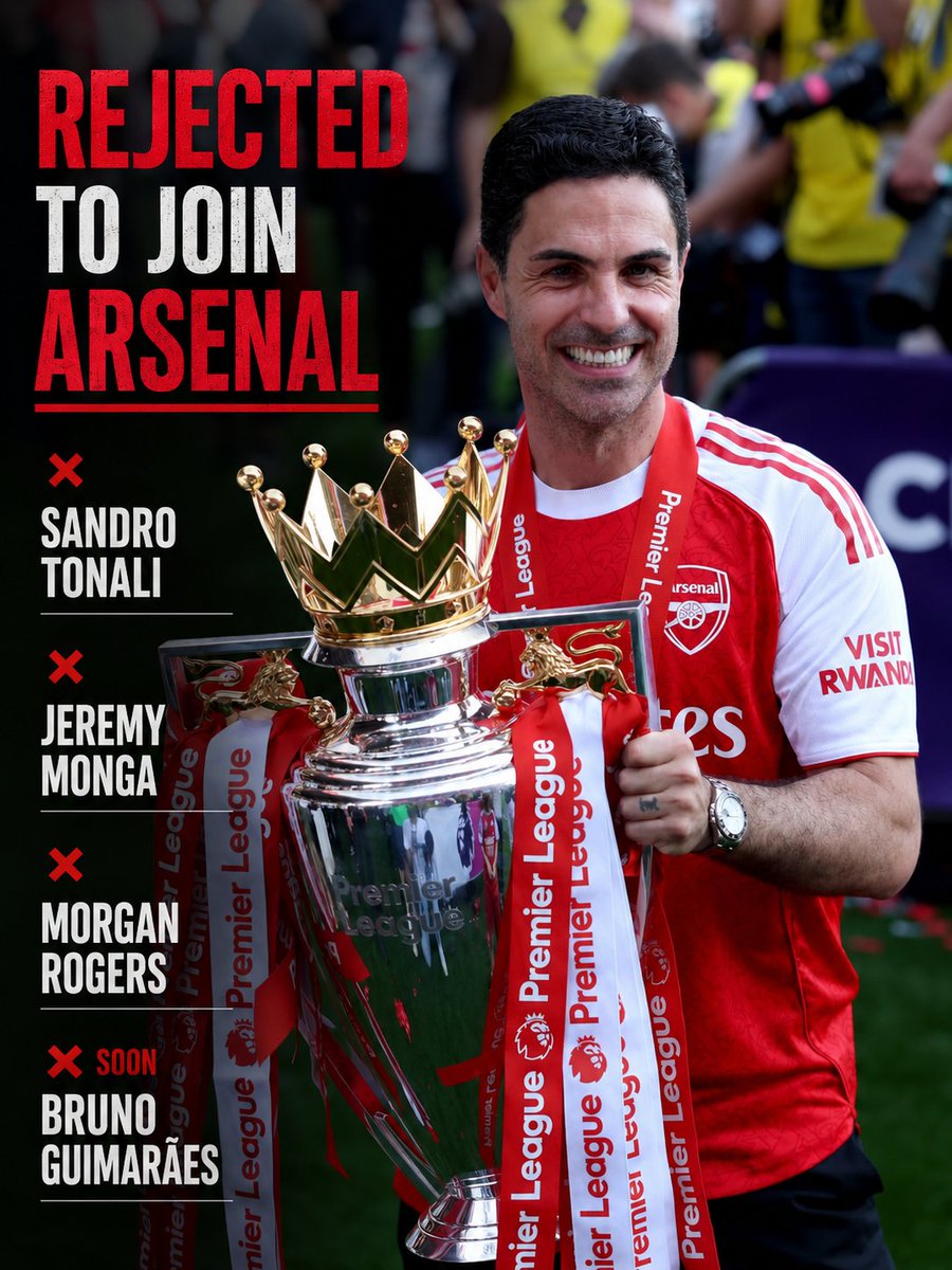 RodinSimi's tweet photo. Arsenal have been disturbing people for two months with this Bruno Guimarães saga. Every day it's "Bruno this" and "Bruno that," yet nothing happens.

Now they're preparing another improved offer. Newcastle already said the price is £100 million. If you have the money, pay it and stop the noise pollution.

If Chelsea get tired of all this noise and decide to sign Bruno Guimarães instead, Arsenal fans will scream that Chelsea have hijacked their player. Meanwhile, Arsenal are the ones dragging the deal.

A local champion cannot keep disturbing the peace of the world champions with endless transfer noise. What's that?