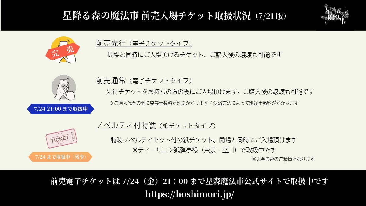 ☪️#星森魔法市 入場チケット案内（7/21版） 7/25（土）開催『星降る