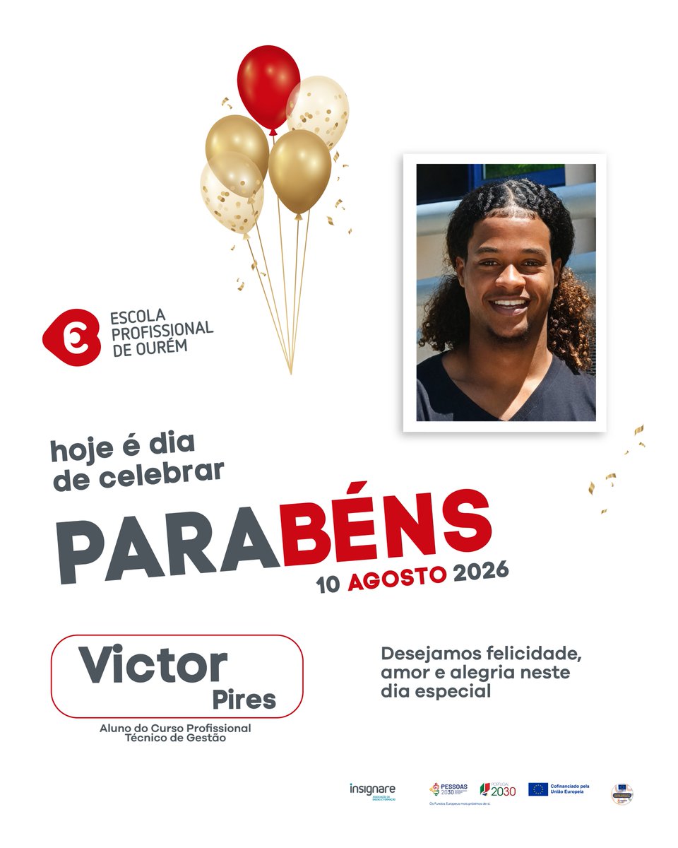 e_p_ourem's tweet photo. Parabéns Victor Pires 🎉
Feliz Aniversário! 🥳
Que seja um dia repleto de alegria e muitas razões para sorrir, junto daqueles que mais amas. 🌟
.
.
#FelizAniversário #Parabéns #DiaEspecial https://t.co/oZ6uhga1OH