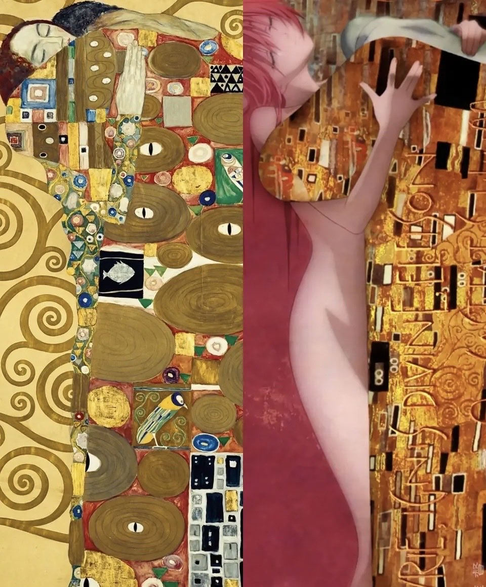StanSama02's tweet photo. Referencias a las obras de Gustav Klimt en el opening de Elfen Lied https://t.co/pT8cG1Cjcs