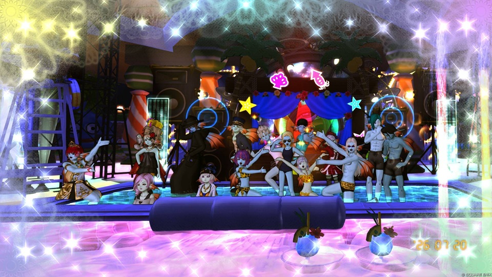 archrid_dq10's tweet photo. お世話になってるケロ（@kero_curry）さんのルームでパリピっぽく魚撮影会をしようとなり遊びハウスとじすぅ（@Jisoo_DQX）さんのナイトプールのオープンハウスへ。
凄過ぎて語彙力なくなって「すごーい」と口々に言ってて面白かったｗ
あとちょっと重かった
#DQ10
#DQ10ウェディの日
#ぱちゃ活ランド https://t.co/xTkR7fD2PB