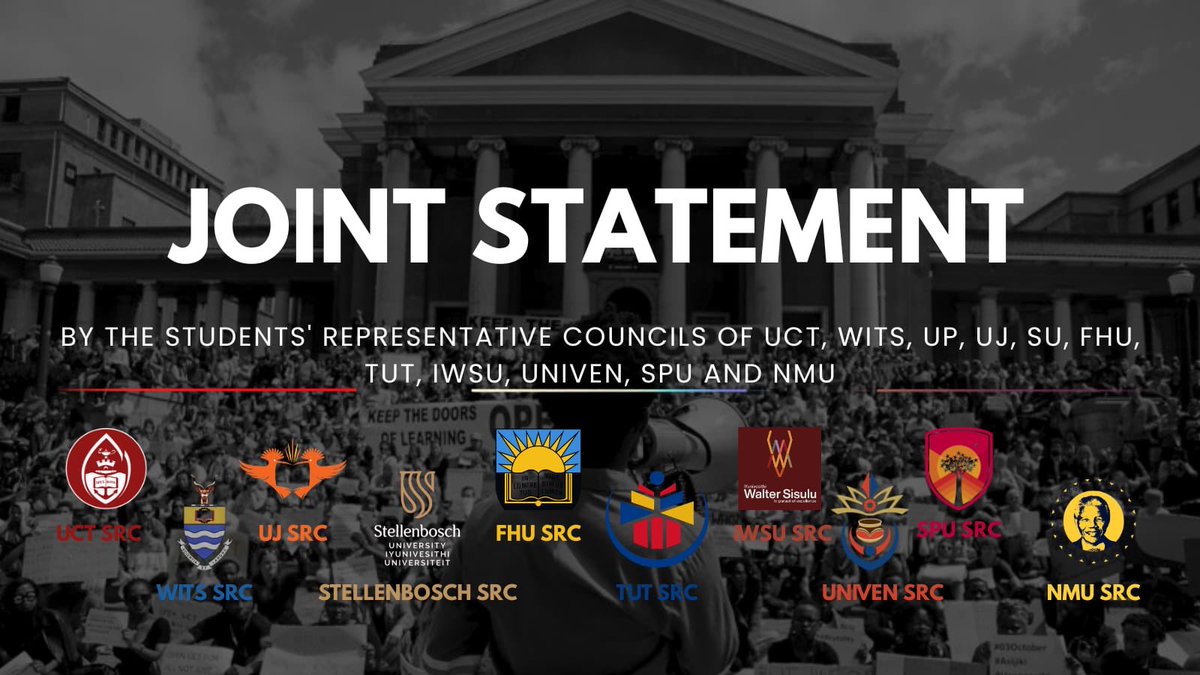 Wits_SRC's tweet photo. JOINT STATEMENT | SOLIDARITY BY ADDITIONAL SRCs ON THE NSFAS STUDENT ACCOMMODATION CRISIS

More SRCs have joined in solidarity to amplify the call for urgent intervention on the NSFAS student accommodation crisis.

Read the full joint statement above. 📄

#trending #crisis #src https://t.co/aMSGEttkEr