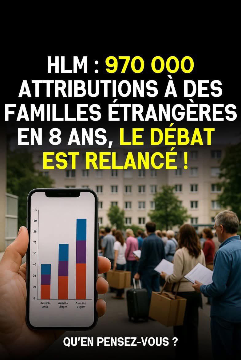 platinium230's tweet photo. 🚨 970 000 LOGEMENTS HLM ATTRIBUÉS À DES FAMILLES ÉTRANGÈRES EN 8 ANS !
Regardez ces chiffres officiels : année après année, une part massive des HLM va à des étrangers (UE + hors UE), pendant que des millions de Français attendent désespérément un toit.
2,7 millions de demandes en attente… mais on continue d’attribuer massivement.
Il y a une vraie crise du logement en France ?
Ou on en a tellement qu’on peut se permettre d’en donner autant aux étrangers sans problème ?
Les priorités sont-elles encore pour les Français ?