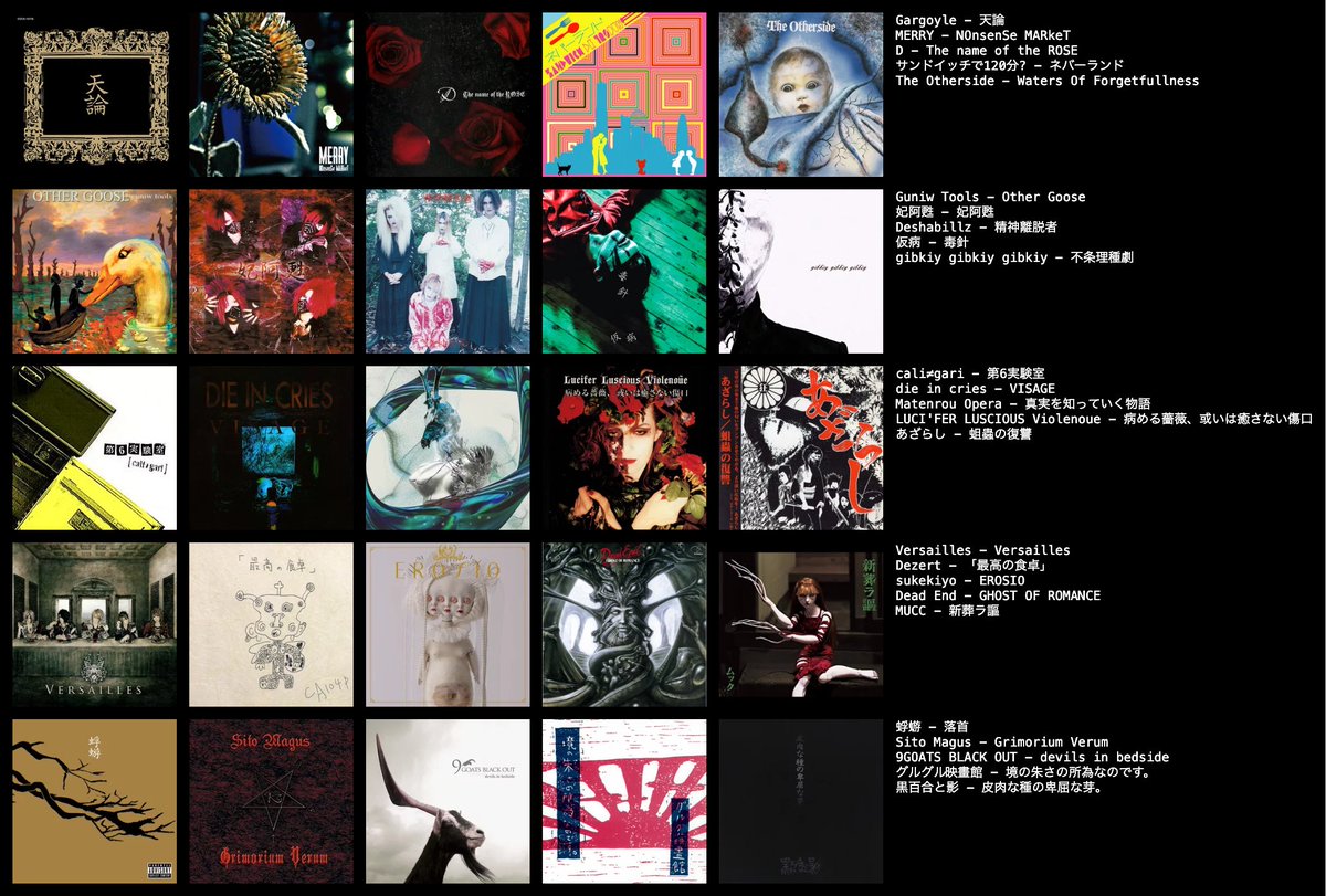__t0xzz's tweet photo. おすすめのヴィジュ���ル系
Visual Kei albums I highly recommend
#musictwt #topster https://t.co/Ys0om3MpjE
