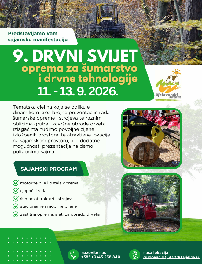 bj_sajam's tweet photo. 9. DRVNI SVIJET održat će se 11. – 13. rujna 2026. u sklopu 33. Jesenskog međunarodnog bjelovarskog sajma.
📷 Želite predstaviti svoju tvrtku, proizvode ili usluge? Postanite izlagač i predstavite svoju ponudu ciljanoj publici. 
Vidimo se na Bjelovarskom sajmu! https://t.co/HYF4SKEif5
