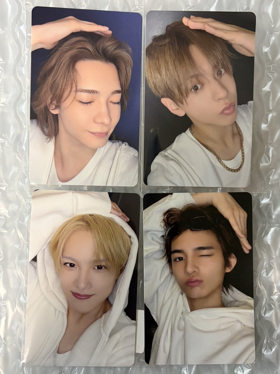 hagyakyun17's tweet photo. 【交換】
aoen ハジマCOLOR  特典 トレカ

譲▶︎下記画像1枚目 ユニバーサル店舗特典(優樹、颯太、琉楓)、ソロ盤(輝)
求▶︎Weverse特典(2枚目⭐️マークの輝)、ソロ盤(輝)
ソロ盤の輝は顎に手を当ててるやつを求めています。

郵送交換希望。
検索からでもお気軽にお声かけください。 https://t.co/l41pZWBXke