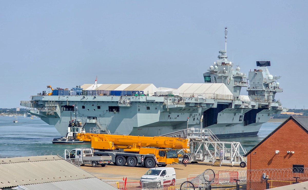 NavyLookout's tweet photo. .@HMSQNLZ wind ship and moved down to Victory Jetty this morning ahead of @HMSPWLS return home soon.

Via @AWenham1 https://t.co/CwXM5zHpnY