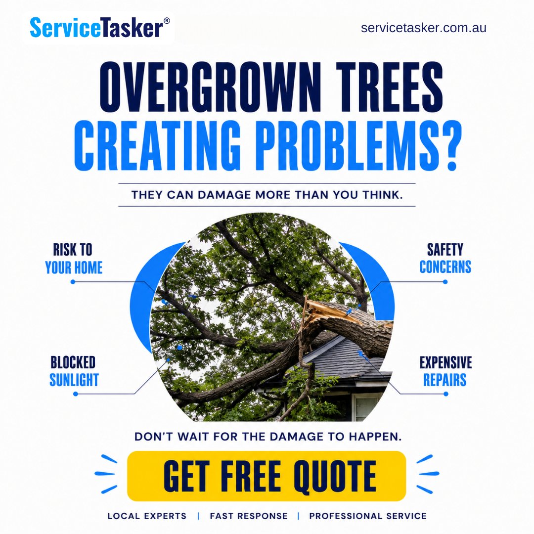 ServiceTasker's tweet photo. 🌳 Overgrown trees can block sunlight, create safety risks, and potentially damage your property.

Don’t wait for the problem to get worse. Find #localtreecare professionals &amp; compare quotes with ServiceTasker.

🌐 https://t.co/90RcrQuPBx

#ServiceTasker #TreeRemoval #TreeLopping https://t.co/zEtaPlcxKd