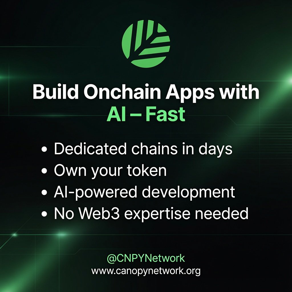 onyx71188's tweet photo. Building onchain apps with AI just got way easier!

If you're into Web3 + AI, you need to know about @CNPYNetwork  Canopy Network.

Canopy was built from the ground up as a high-performance blockchain infrastructure specifically designed for AI-assisted development. Whether you're using Claude, Cursor, Codex, or any other AI coding tool, you can now build, deploy, and scale onchain applications without needing deep Web3 expertise.

Key highlights:

• Spin up your own dedicated blockchain in days  
• Keep full ownership with your own token  
• Seamless cross-ecosystem connectivity without relying on traditional bridges  
• Complete AI scaffolding, deployment tools, monitoring & security  all in one place  
• Perfect infrastructure for the next wave of AI agents that will manage assets, coordinate workflows, and operate across chains  

Most AI projects focus only on computation. Canopy is building the actual rails where intelligence can move, coordinate, and truly scale.

Backed by top funds including @Arrington_Cap, @Fenbushi, @Borderless_Cap, @SNZHolding, @CodecraftGroup and more.

Right now their loyalty program is live  complete quests, refer friends, and stack points for the upcoming $CNPY token airdrop.

This could be one of the most important infrastructure plays in the AI x Crypto space.

What do you think  will AI agents need their own dedicated chains to reach full potential?

Check it out: https://t.co/XhT24sfp0e

#CNPYNetwork #Web3 #AI #Onchain #Blockchain #Crypto #Airdrop