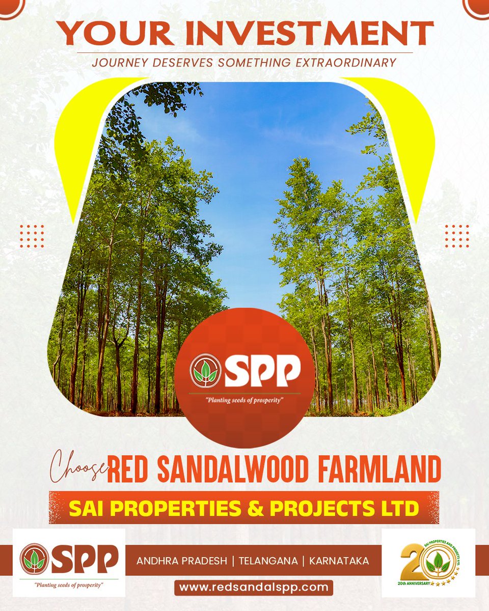 SaipropertiesP's tweet photo. 🌳 Invest Today. Grow Tomorrow. 🌱

Every great investment starts with one smart decision. Secure your future with Sai Properties & Projects Ltd and become a part of a trusted legacy in Red Sandalwood Farmland Investments. Let your investment grow with nature while building long-term wealth for generations. 🌿💰

📞 Connect with Sai Properties & Projects Ltd today and take the first step towards a greener, brighter future!
👉 https://t.co/o7hV5QwtSO
✉️ saiprojects.info@gmail.com
📍 Andhra Pradesh, Telangana, Karnataka

#saipropertiesandprojects #spp #redsandalwood #farmlandinvestment #smartinvestment #greeninvestment #wealthcreation #landinvestment #sustainableinvestment #passiveincome #investmentopportunity #futureplanning #agriculturalinvestment #longtermgrowth #treeinvestment #secureyourfuture
.
.
.
[redsandalwood farmlands, investment, investment in redsandalwood, redsandalwood cultivation, errachandanam]