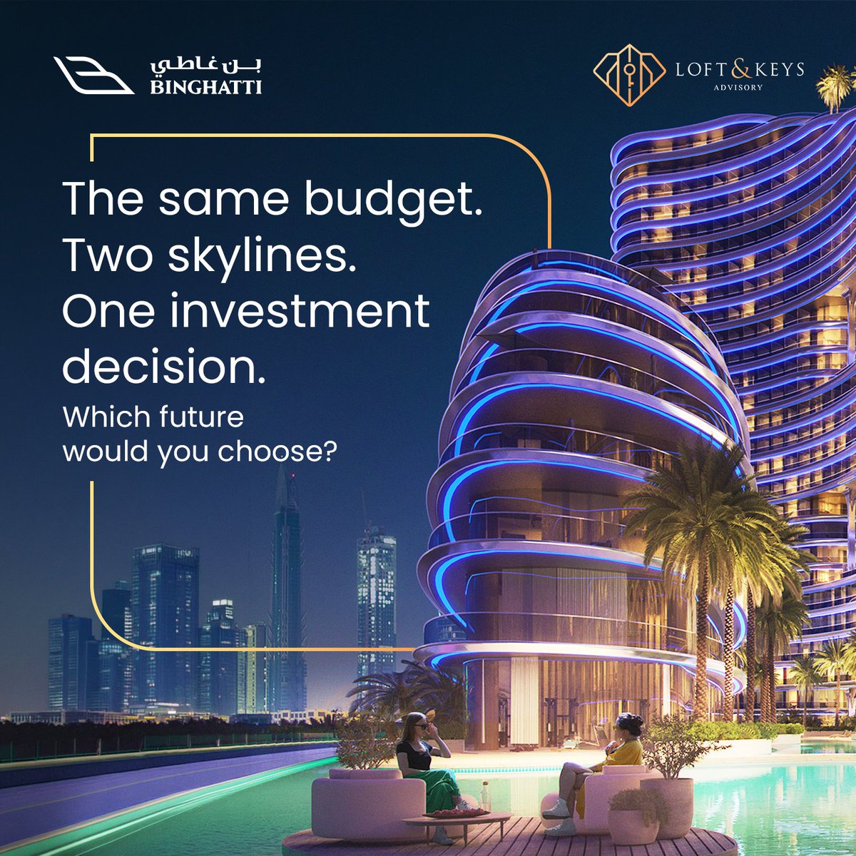loftandkeys's tweet photo. Your budget buys a property in the city you already live in. A street you know. A market you can predict.

The same budget in Dubai buys a Binghatti address minutes from Burj Khalifa, earning 7%+ rental income in dollars, with 0% tax on every dirham that comes back to you.

One asset sits in your local market and waits. The other compounds in a currency that holds, in one of the fastest-growing cities on earth.

Same budget. Two completely different futures.

And you do not have to choose blind. We put the numbers side by side for you: entry price, projected yield, payment plan, title verification, residency pathway. Everything, transparent, before you commit.

The comparison usually settles the question in about five minutes.

Comment SKYLINE or send us a DM and we will show you exactly what your budget buys, wherever you are in the world. Everything runs remotely.

Loft & Keys Advisory. Binghatti's trusted partner.
🇦🇪 +971 56 774 7423
🇳🇬 +234 911 777 7759

#DubaiRealEstate #InvestInDubai #BinghattiDevelopers #LoftAndKeys #DubaiProperty https://t.co/ajuWGUz5zM