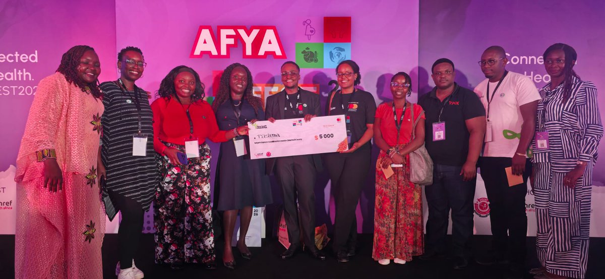 Youth4Afya's tweet photo. 🏆 We're proud to announce that Tahsma Healthcare co founded by Jackson Njonde Kamau won the Global Health Security Category at #AfyaFest2026 in Dakar, Senegal, after being selected among the Top 10 health innovations across Africa! 🌍
#GlobalHealthSecurity #HealthTech https://t.co/kMSxPkdn3p