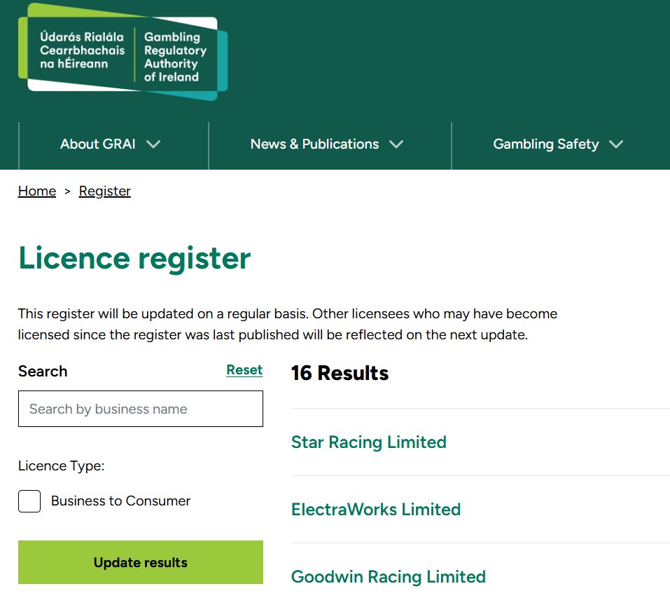 ExternProbGam's tweet photo. Interesting to see that, as of July 15th, there are only 16 companies registered with @GambRegIRL for online gambling licenses.  

Anyone wanting to make a complaint about potential breaches of the Act, which occurred after 01.07.26, can do so here: https://t.co/p5lcU5qDzS https://t.co/h0llUV7BAA