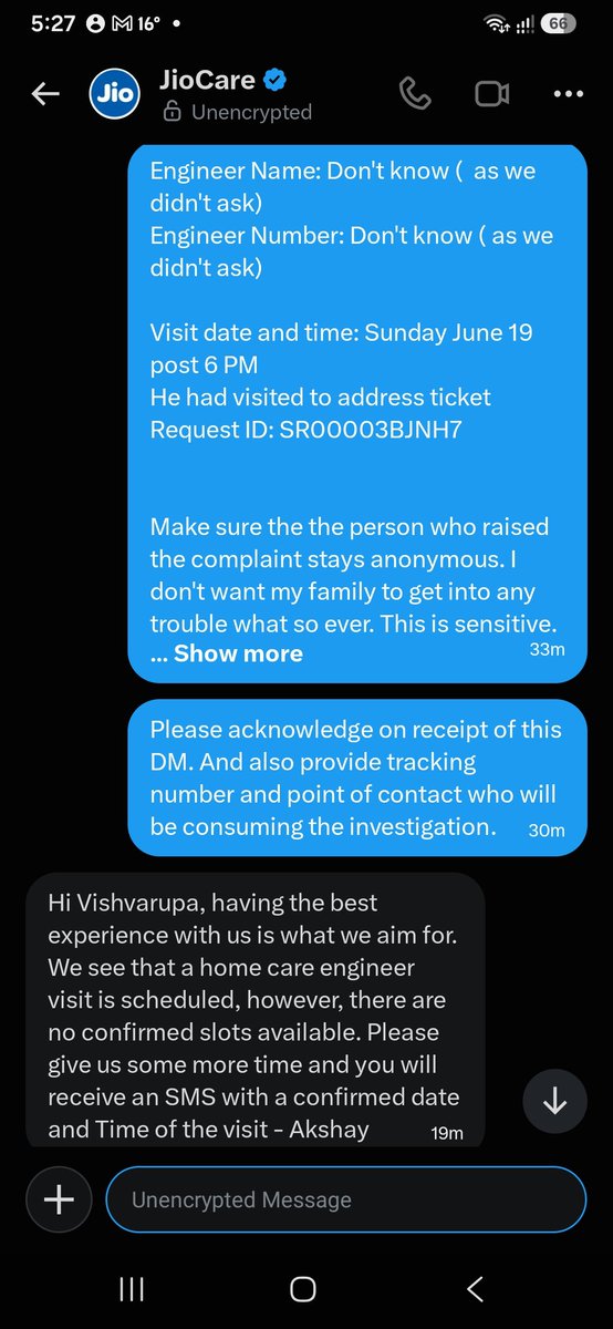 GourishKBalgi's tweet photo. @JioCare I shared the details via DM and @JioCare - Akshay responds as below.
Aren't you even aware of this context.
Or is it that customer serious concerns don't matter to you @JioCare  Are you kidding me?? https://t.co/ajdyzrwC3w
