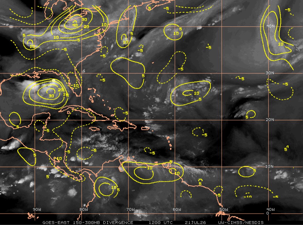 meteoccs's tweet photo. #21Jul | 11:48 HLV. - Fuerte divergencia de viento en altura continúa incidiendo sobre buena parte del país, reforzando la actividad de la Vaguada Monzónica-ZCIT sobre áreas del occidente, centro occidente, centro norte, llanos centrales y el nororiente venezolano, impulsando ... https://t.co/iMUSaaNY9K