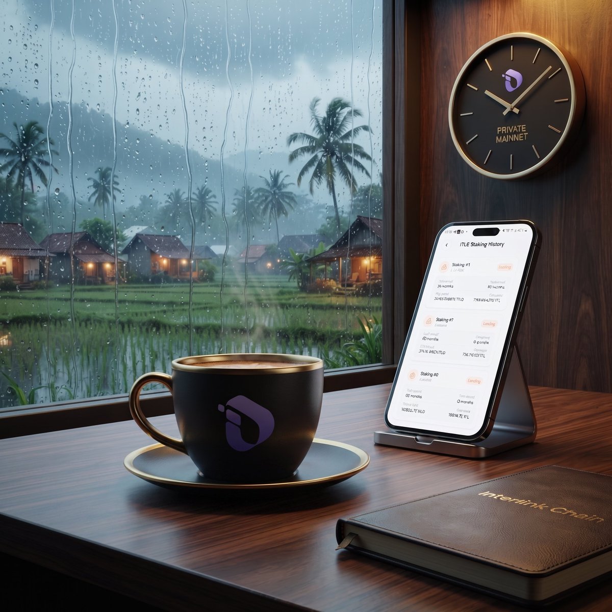 emmanuel_d34355's tweet photo. Cozy rainy day vibes with a cup of coffee, an Interlink Chain notebook, and private mainnet tracking! โ๐ง๏ธ Stay focused, keep staking, and build for the long term. ๐๐
#InterLink #ITLG #ITL #PrivateMainnet https://t.co/nyf8cDh1P8