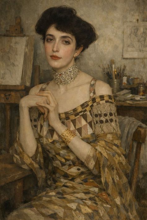 ArtWatchUK's tweet photo. A Nicole Méjane publishes the Klimty image below . No acknowledgement of AI assistance in its genesis is carried. https://t.co/3JJZoqdzK5