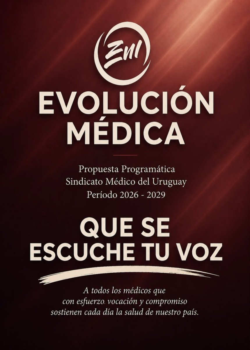 MedicaEvolucion's tweet photo. Setiembre, elecciones del @smuruguay 

Evolución Médica dice presente con un gran candidato para Presidente. 
@MatiasIfran_ colega joven, formado, con experiencia y sobre todo con ganas de luchar por nuestros derechos laborales. 

No mas trabajo Médico precario bajo facturación https://t.co/U73bYg9Nfh
