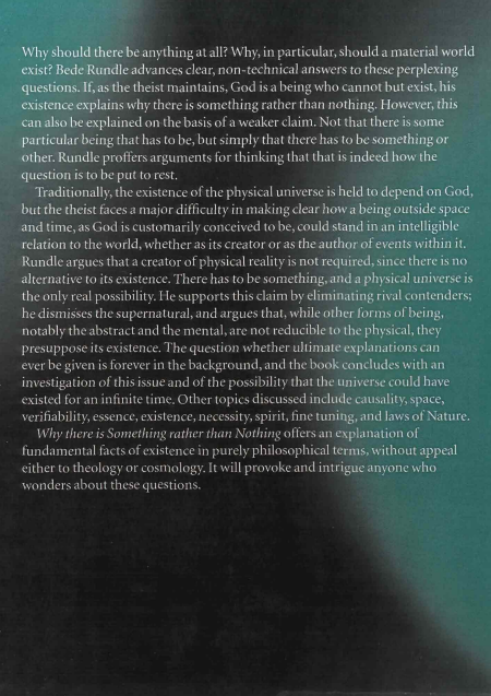 analyticatheism's tweet photo. Bede Rundle's "Why there is Something rather than Nothing" provides an elegant solution to the question of contingency and ultimate origins from an Atheistic/Naturalistic perspective.

It's a shame the work is often ignored by Theists and Apologists in the PhilRel sphere. https://t.co/Bf0TZm3NXx