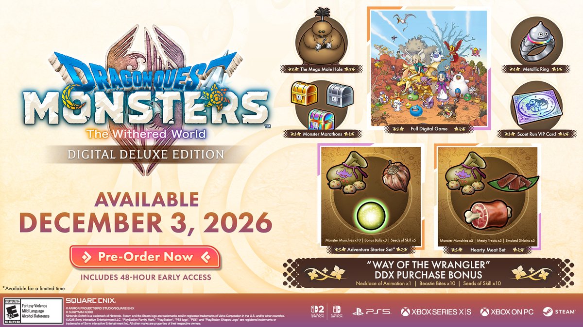 DragonQuest's tweet photo. Take a look at the Dragon Quest Monsters: The Withered World Collector's Edition, Digital Deluxe Edition, and Standard Physical Edition, available December 3rd.

Pre-order your Collector's Edition now: https://t.co/N74nVIKBWT https://t.co/9MK13n2cFB