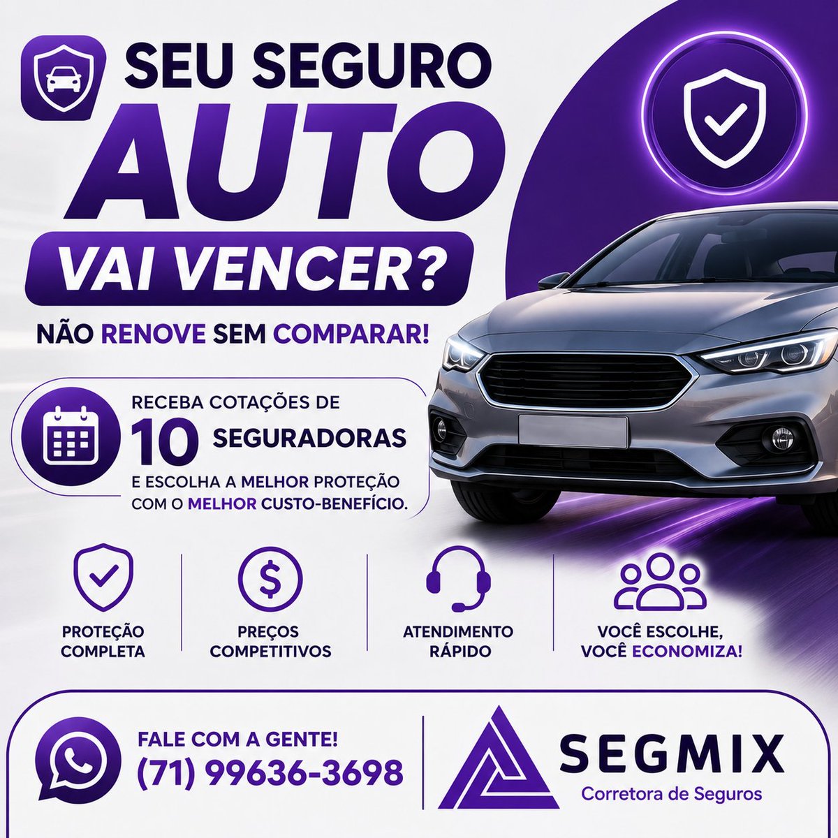 SegmixS's tweet photo. 🚗 Seu #SeguroAuto está perto de vencer?

Não renove sem comparar! Faça uma cotação com até 10 seguradoras e descubra a melhor cobertura pelo melhor preço. 
https://t.co/pwoKNXHFVX https://t.co/9UrbNw1x3I