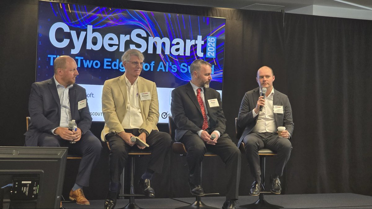 RealNCIS's tweet photo. #NCIS Lead Computer Scientist Justin Myers spoke during a panel discussion &amp; tech expo, “The Intersection of AI &amp; Cyber,” in D.C., in which he discussed leveraging AI &amp; building models to meet the speed &amp; size of the adversarial battlefield. 
#AIforGood #AIinGovernment #GovTech https://t.co/Wxq5jzfs41