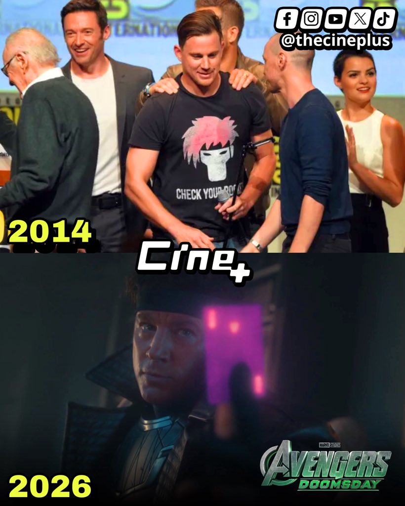 TheCinePlus's tweet photo. 2014: Channing Tatum es casteado como Gambit y se anuncia su película en la Comic Con de ese año. Se menciona que su personaje sería introducido en X-Men Apocalypse pero esto al final no ocurre.

2015: La película tiene problemas para encontrar a un director y el estudio pone obstáculos con el presupuesto.

2016: Doug Liman se une como director pero sale en Ocubre de ese año por diferencias creativas. El proyecto es eliminado del calendario de Fox.

2017: Gore Verbinski se une como director y la fecha se programa para 2019, se menciona que el film sería una comedia romántica y de atraco.

2018: Verbinski abandona el proyecto por diferencias creativas. A este punto Tatum pensaba dirigir la película el mismo con ayuda del director Reid Carolin.

2019: El proyecto oficialmente es cancelado en Mayo de ese año por Disney tras la compra de Fox. Tatum describe la experiencia como traumática.

2024: Cinco años después, Ryan Reynolds le cumple el sueño a Tatum de interpretar al personaje en “Deadpool & Wolverine” dándole un rol secundario. Tatum lo describe como un sueño hecho realidad.

2026: Tatum regresa nuevamente como Gambit en el que será el crossover más grande en la historia de todo Marvel Studios en el cine.

Al final el destino fue gentil con Tatum que nunca se rindió con el personaje.